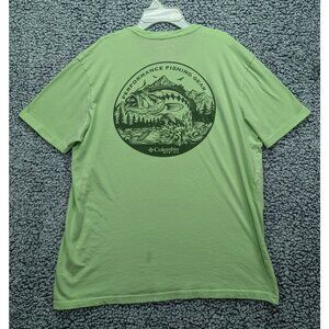 Columbia PFG Bass Fishing Shirt Mens LG  Short Sleeve Logo Outdoor Hiking Green